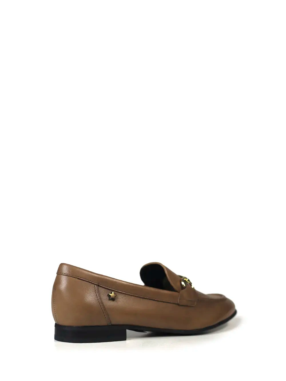 Camel Leather and Metal Loafer