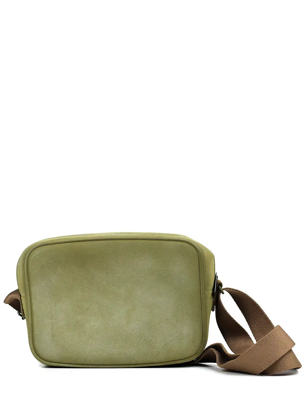 Green Bag with Nubuck Finish and Crossbody Strap