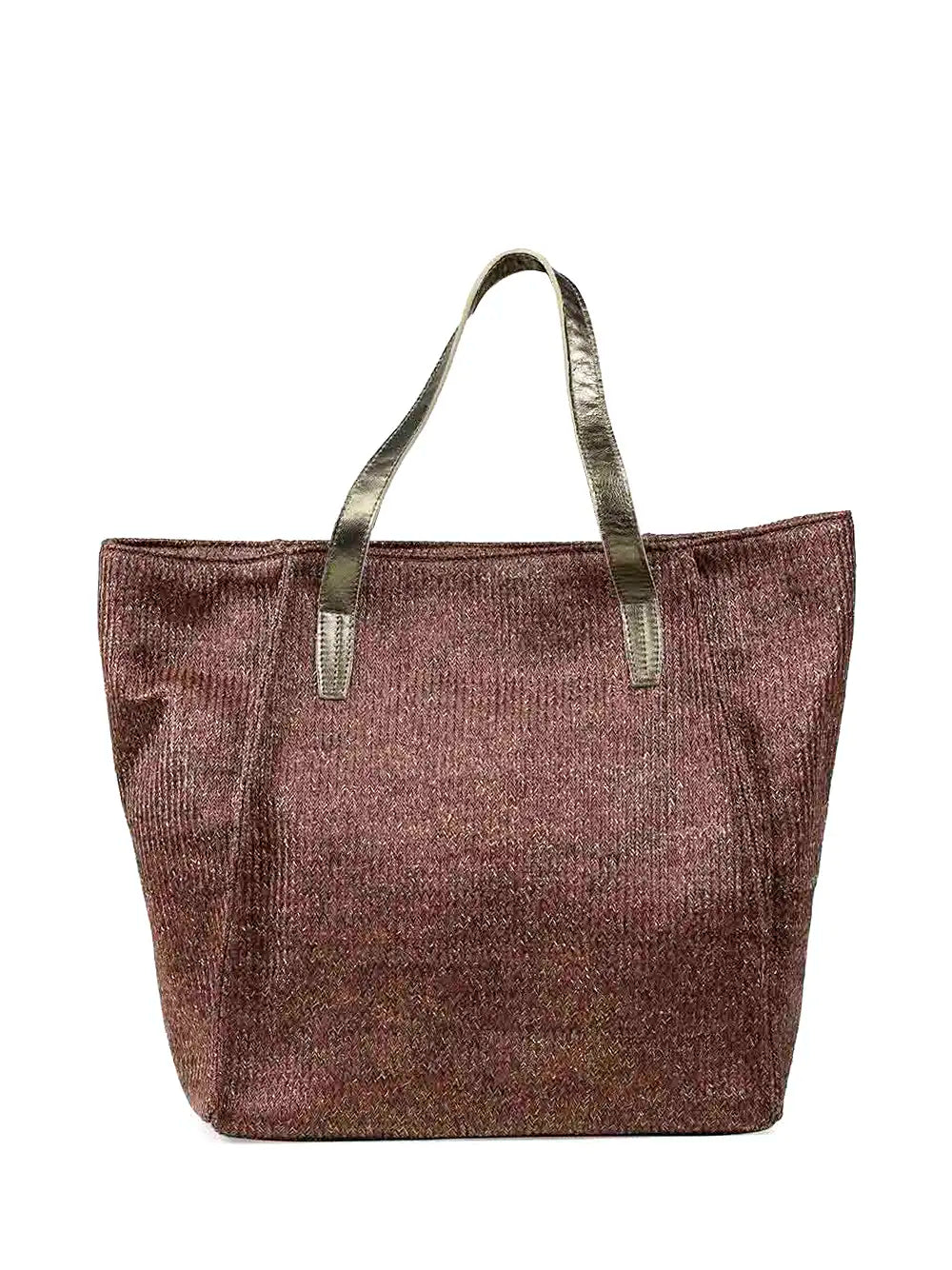 Mala Shopper em Tecido Castanho com Glitter