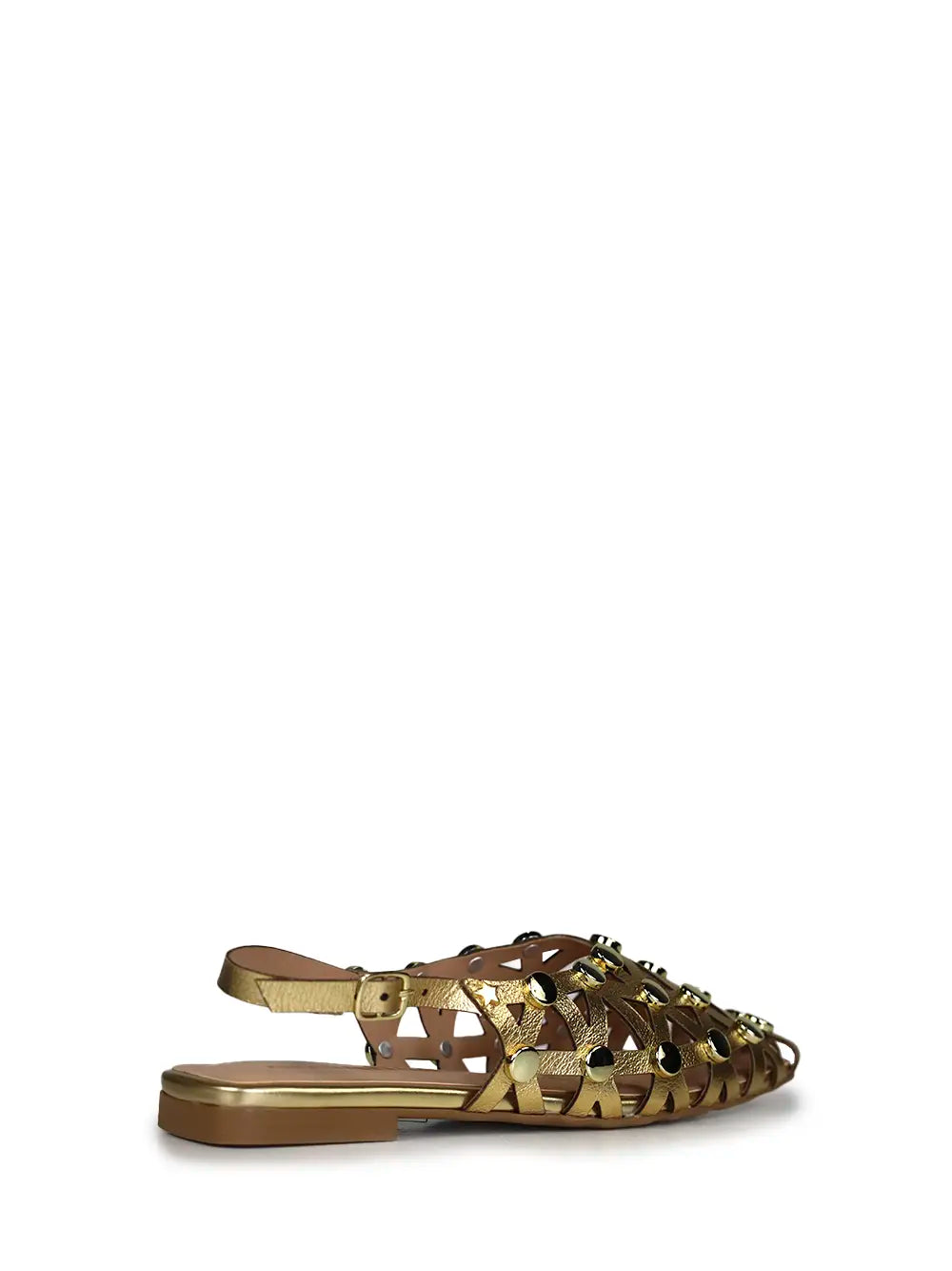 Mule em Pele Dourada e Tachas