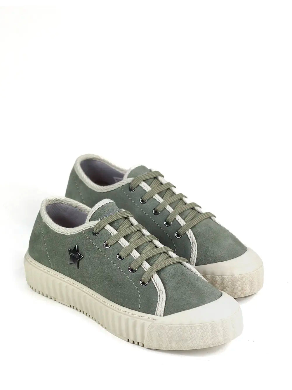 Green Suede Sneakers with Laces