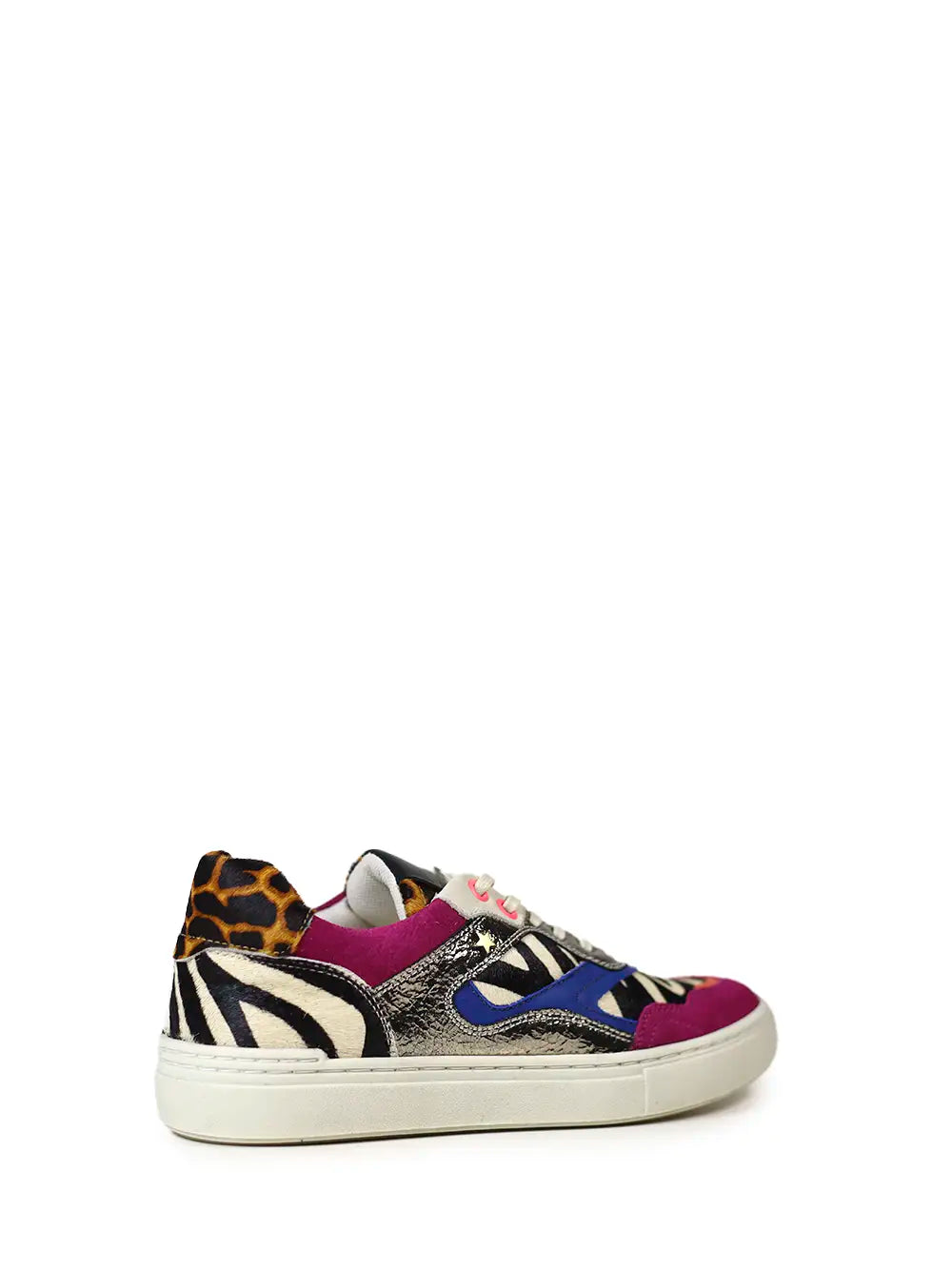 Ténis em Camurça Rosa e Animal Print Zebra