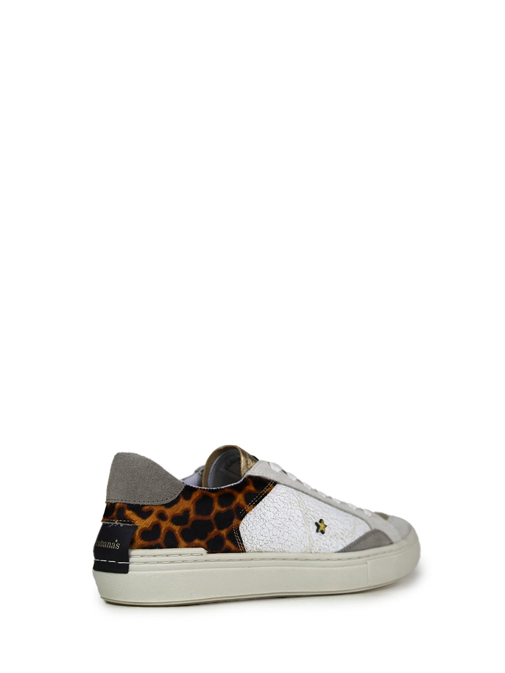 Ténis em Pele Branca e Animal Print Leopardo