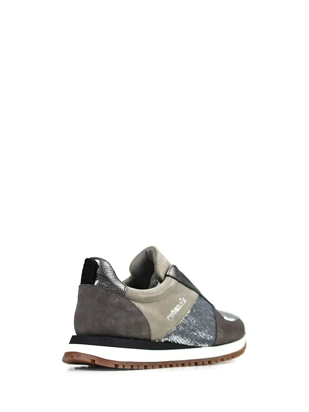 Grey Suede and Silver Glitter Trainers