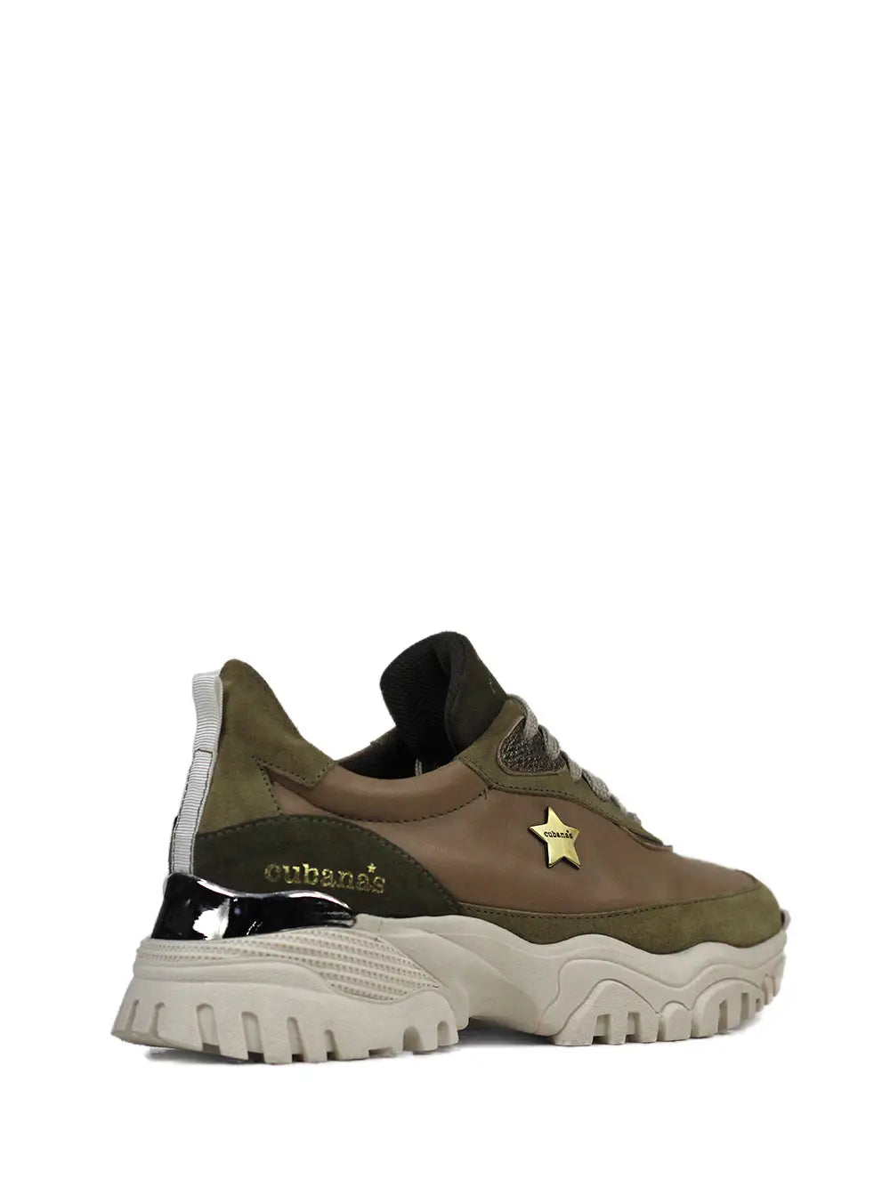 Camel Leather and Suede Trainers with Track Sole