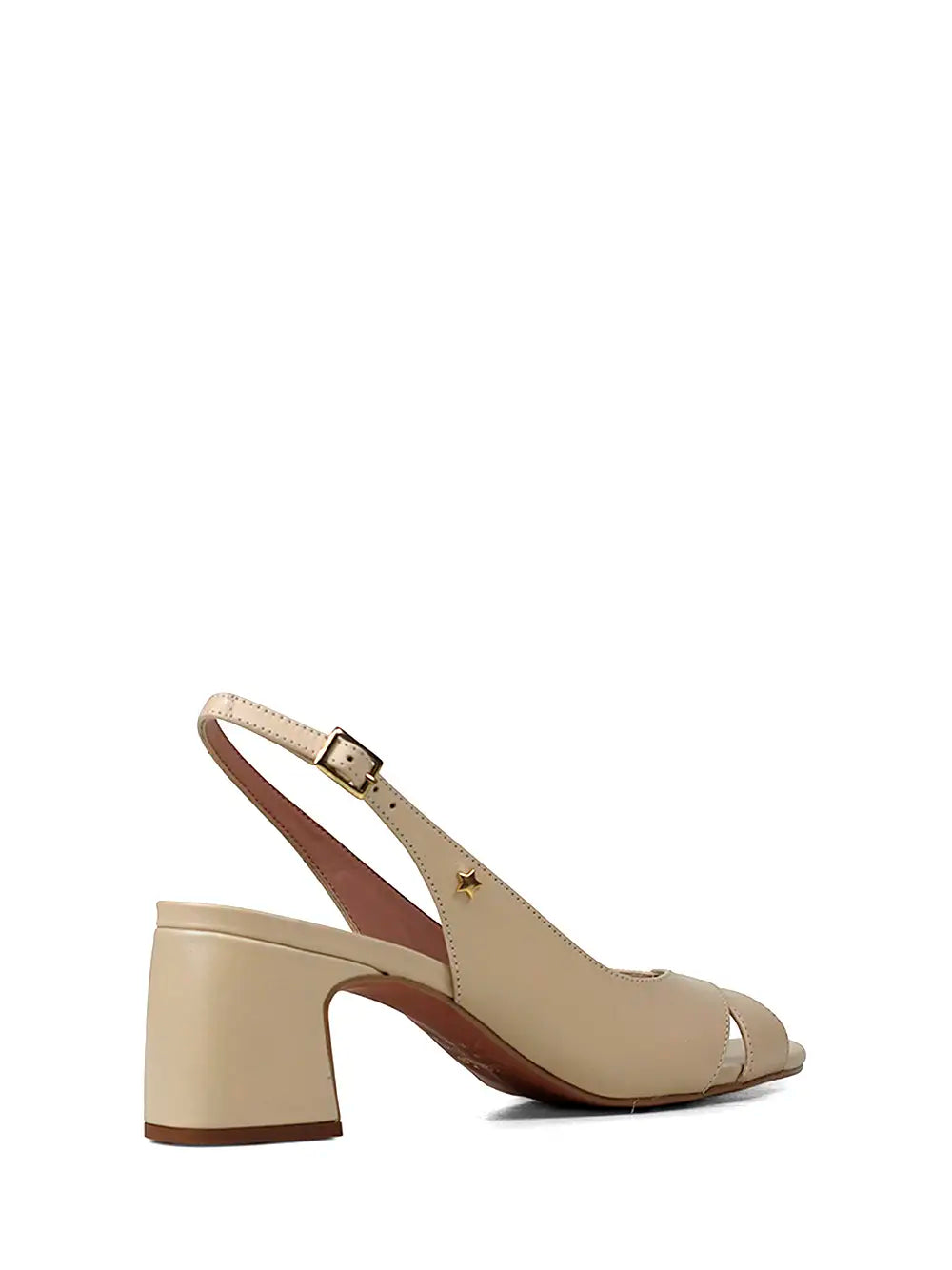 Sandália Peep Toe em Pele Off-White