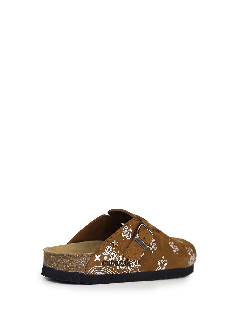 Maria Sandal in Brown Suede and Paisley Pattern