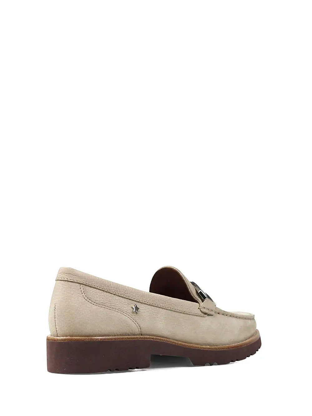 Loafer em Pele Beige com Pormenor Prata