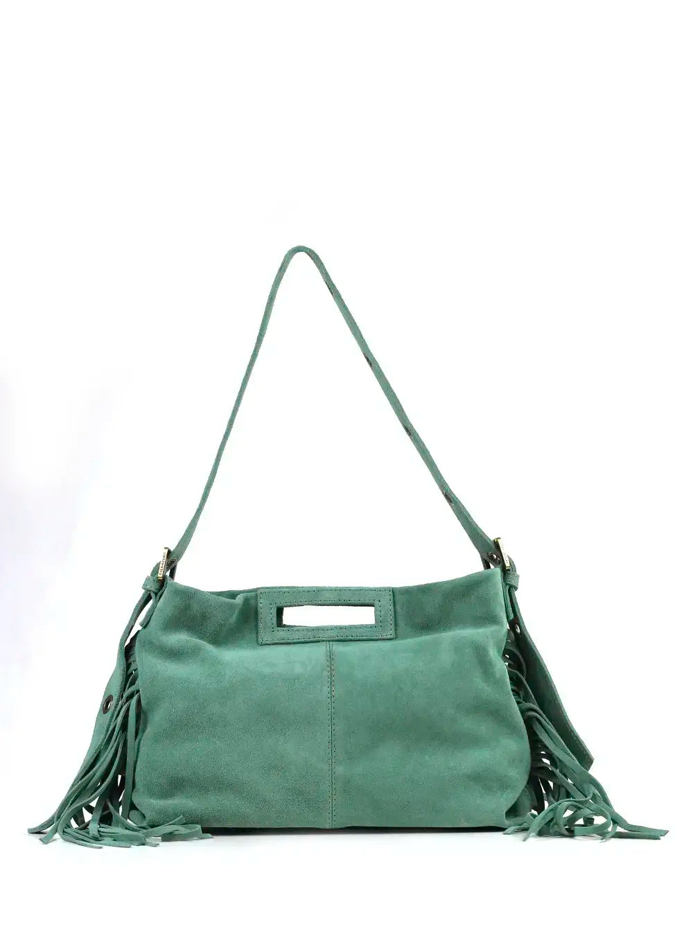 Green Suede Fringe Bag