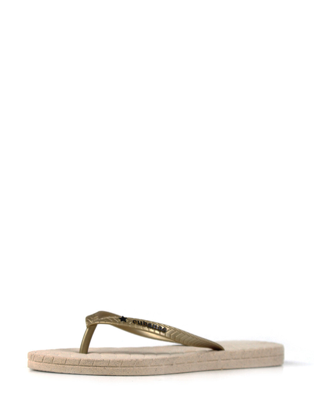 Chinelo Off-White com Tira Dourada