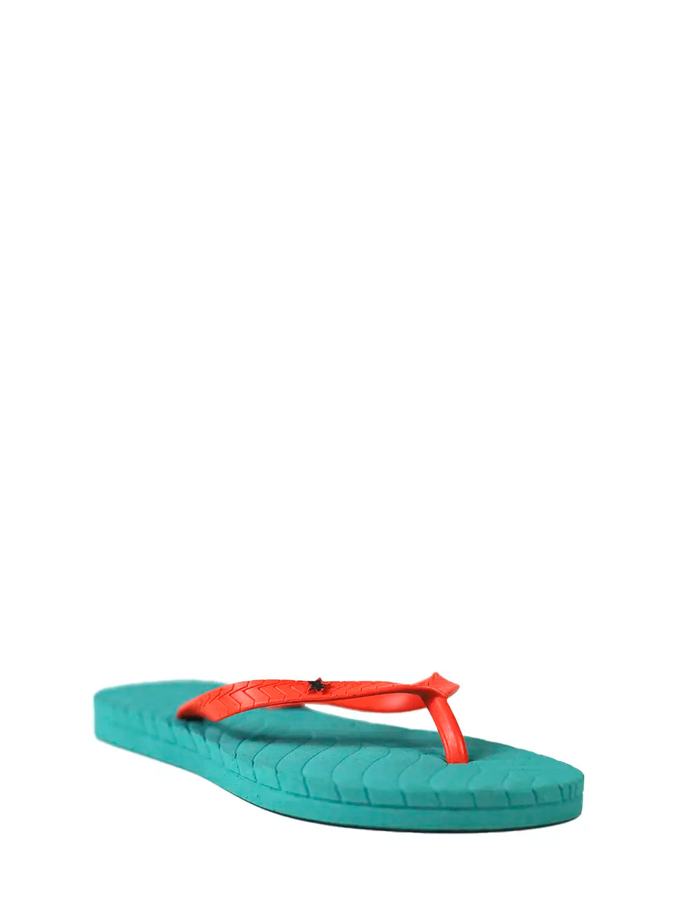 Chinelo Verde com Tira Laranja