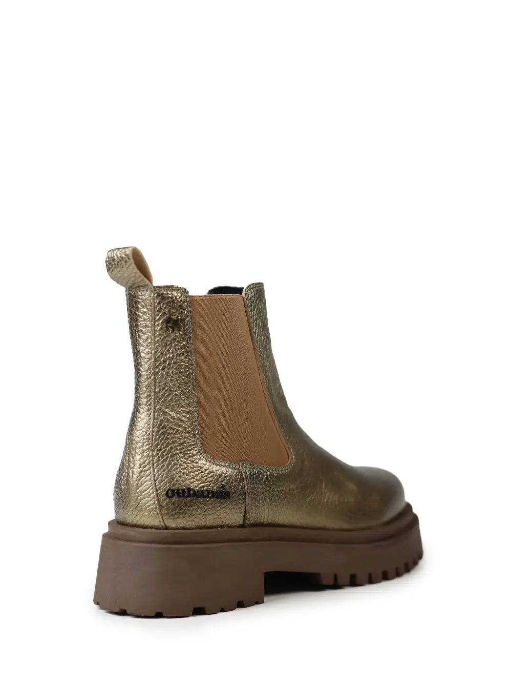 Bota em Pele Dourada e Sola Tratorada