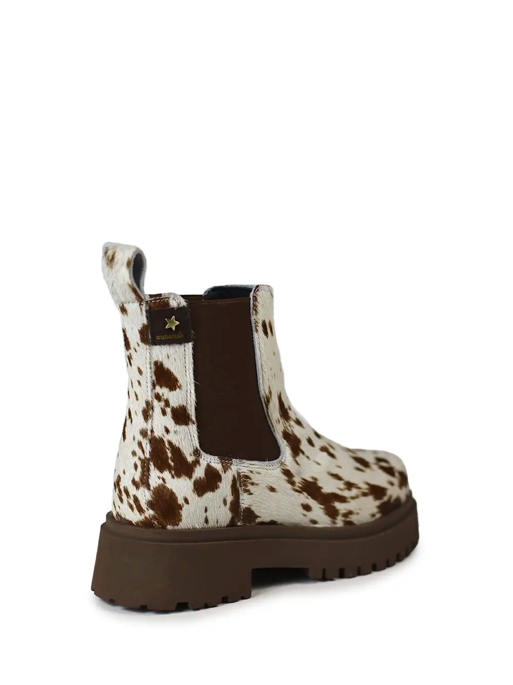 Bota Castanha em Animal Print de Vaca