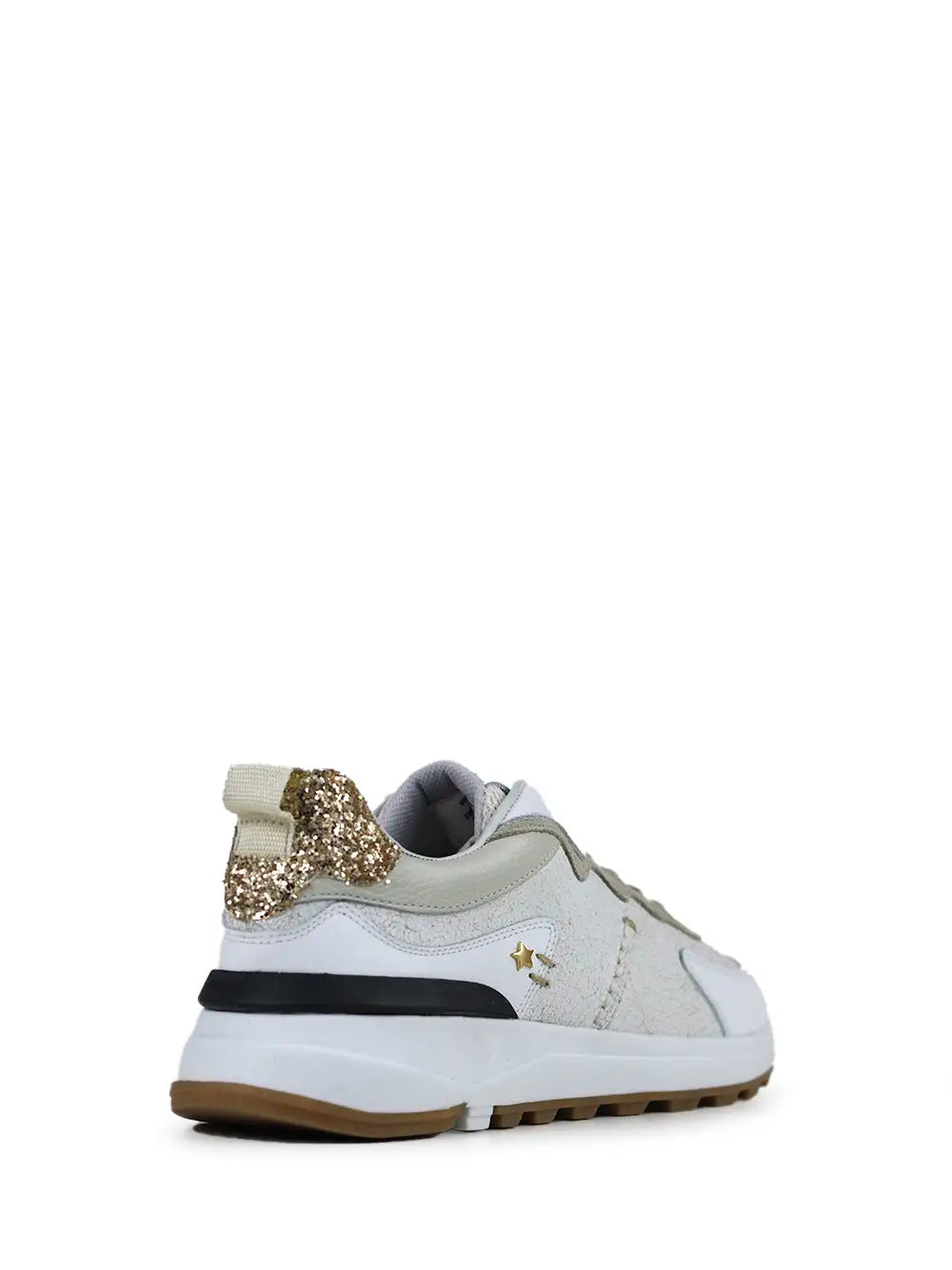 White Leather Trainers with Glitter Detail