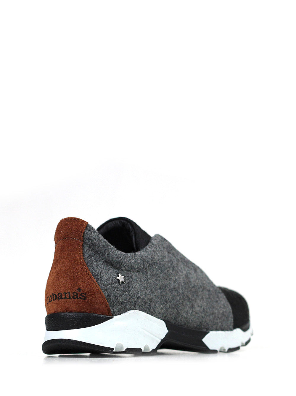 Grey Burel Sneakers with Black Fur