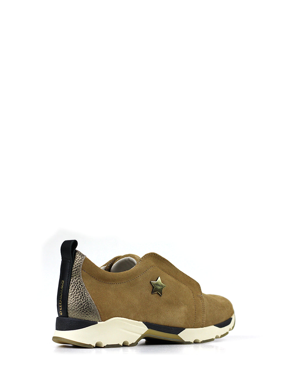 Brown Suede Trainers with Metallic Elastic