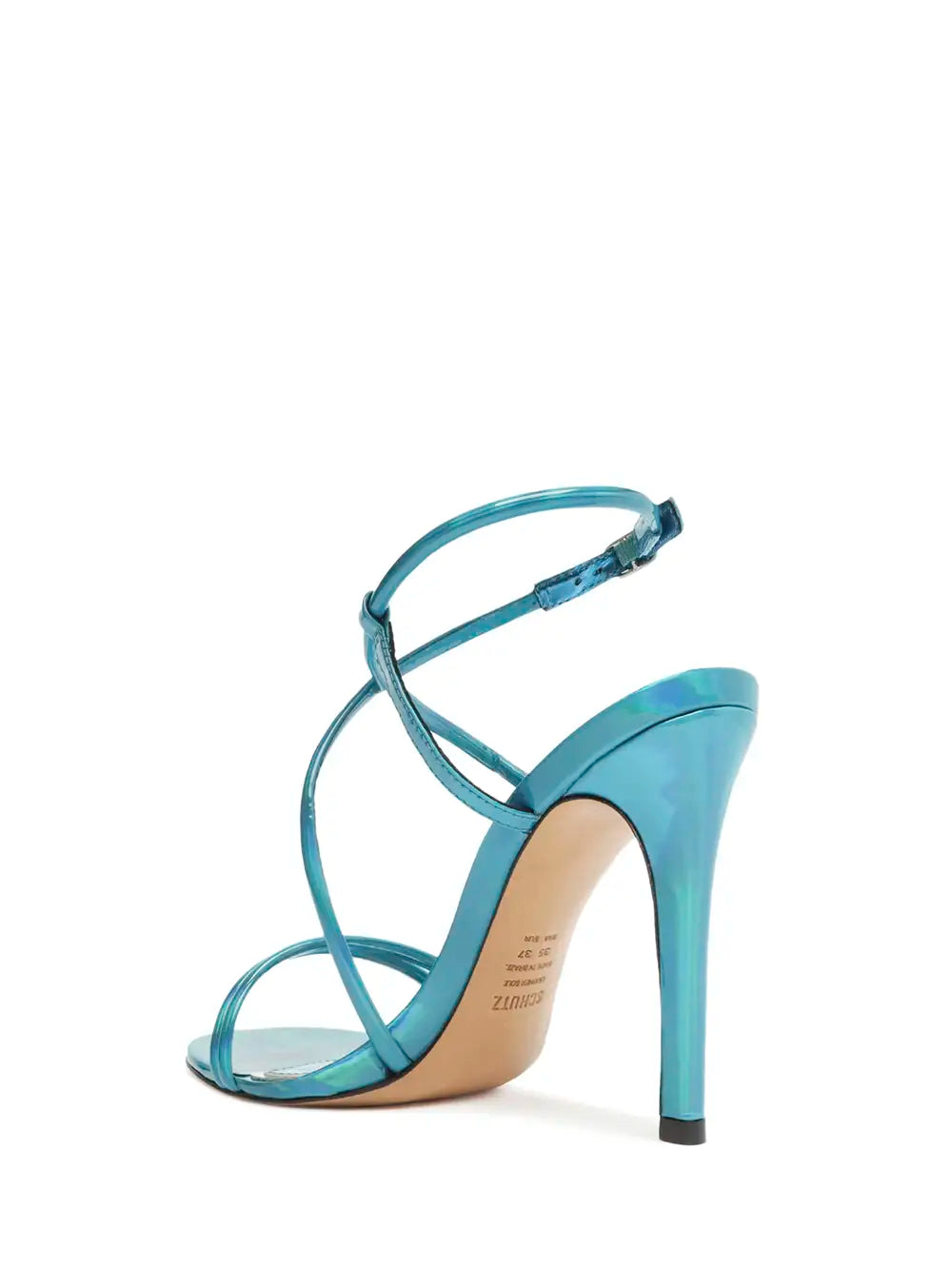Schutz Blue Leather Multi-Strap Sandals