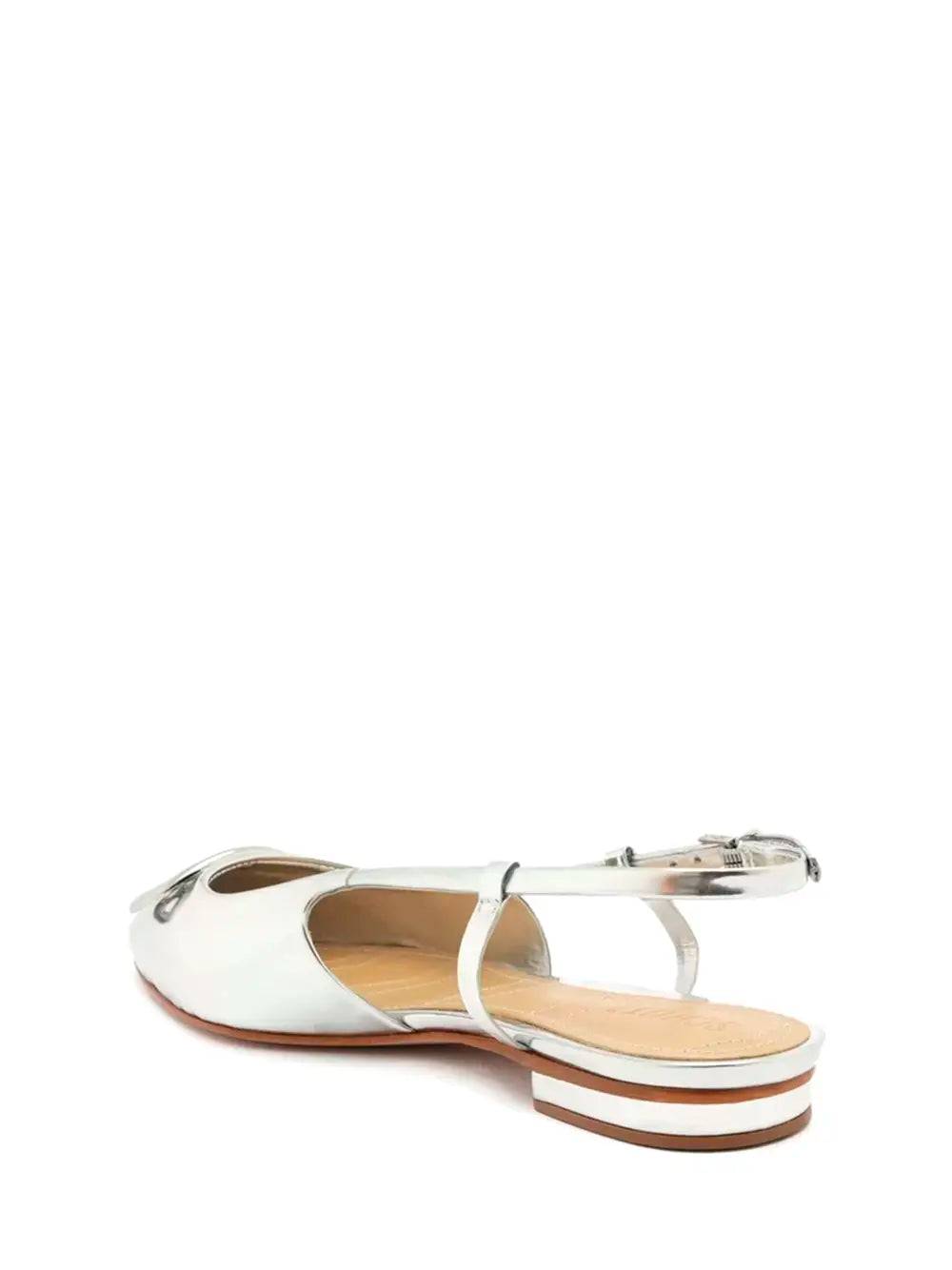 Schutz Leather Mule in Silver with Toe Detail