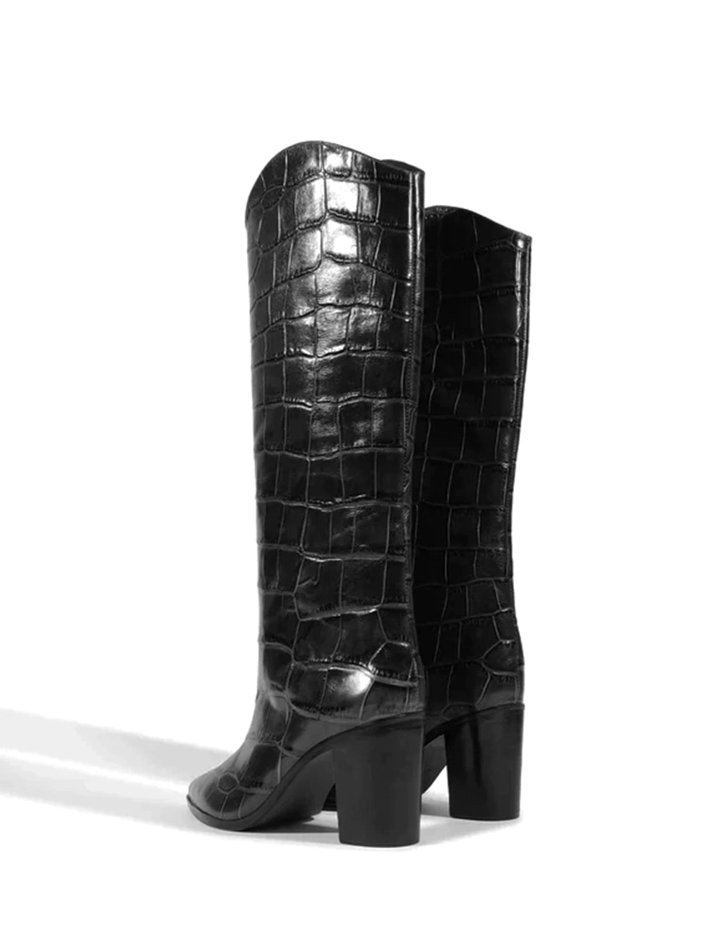 Bota Schutz em Animal Print Preto e Cano Alto