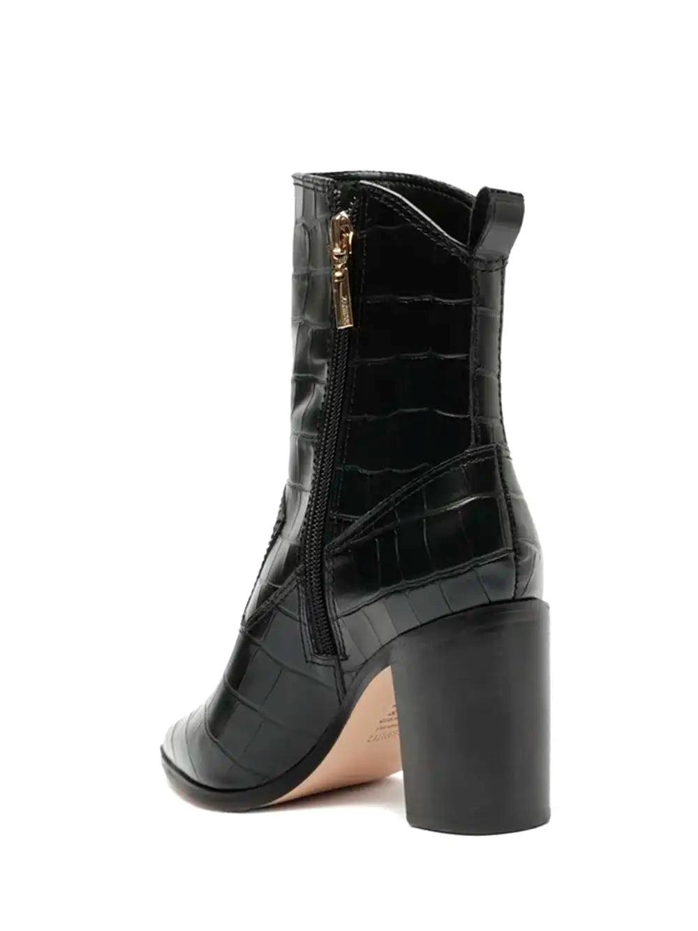 Schutz Black Leather and Croc-Effect Boot