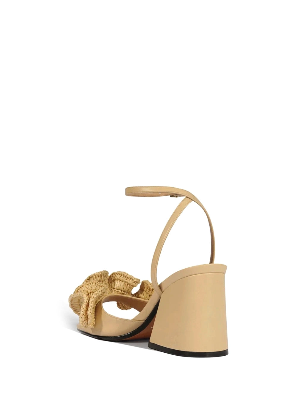 Beige Leather and Raffia Sandal