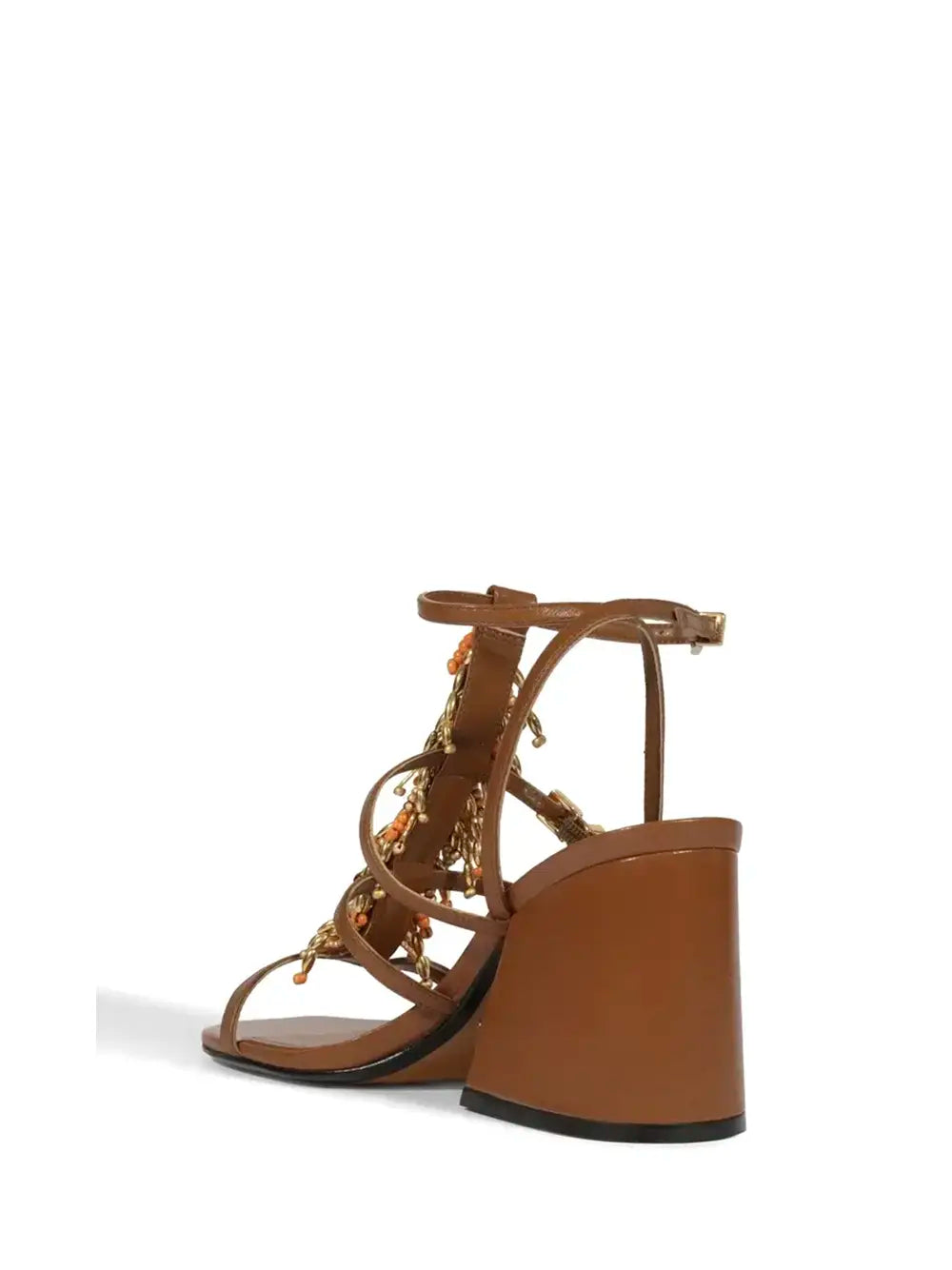 Schutz Brown Leather and Bead Sandals
