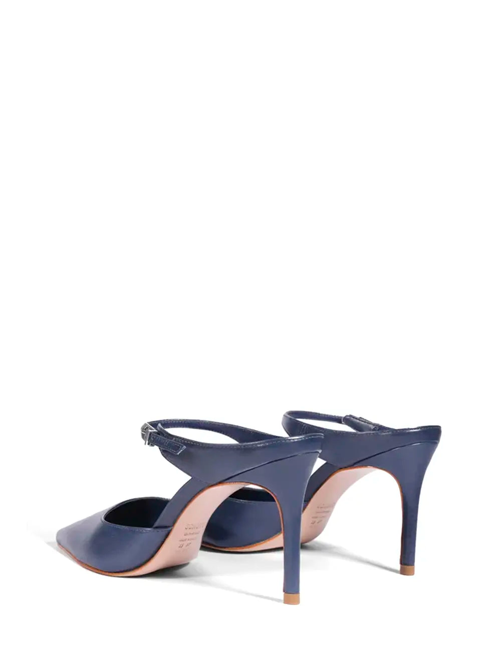Schutz Dark Blue Leather Mule with Strap