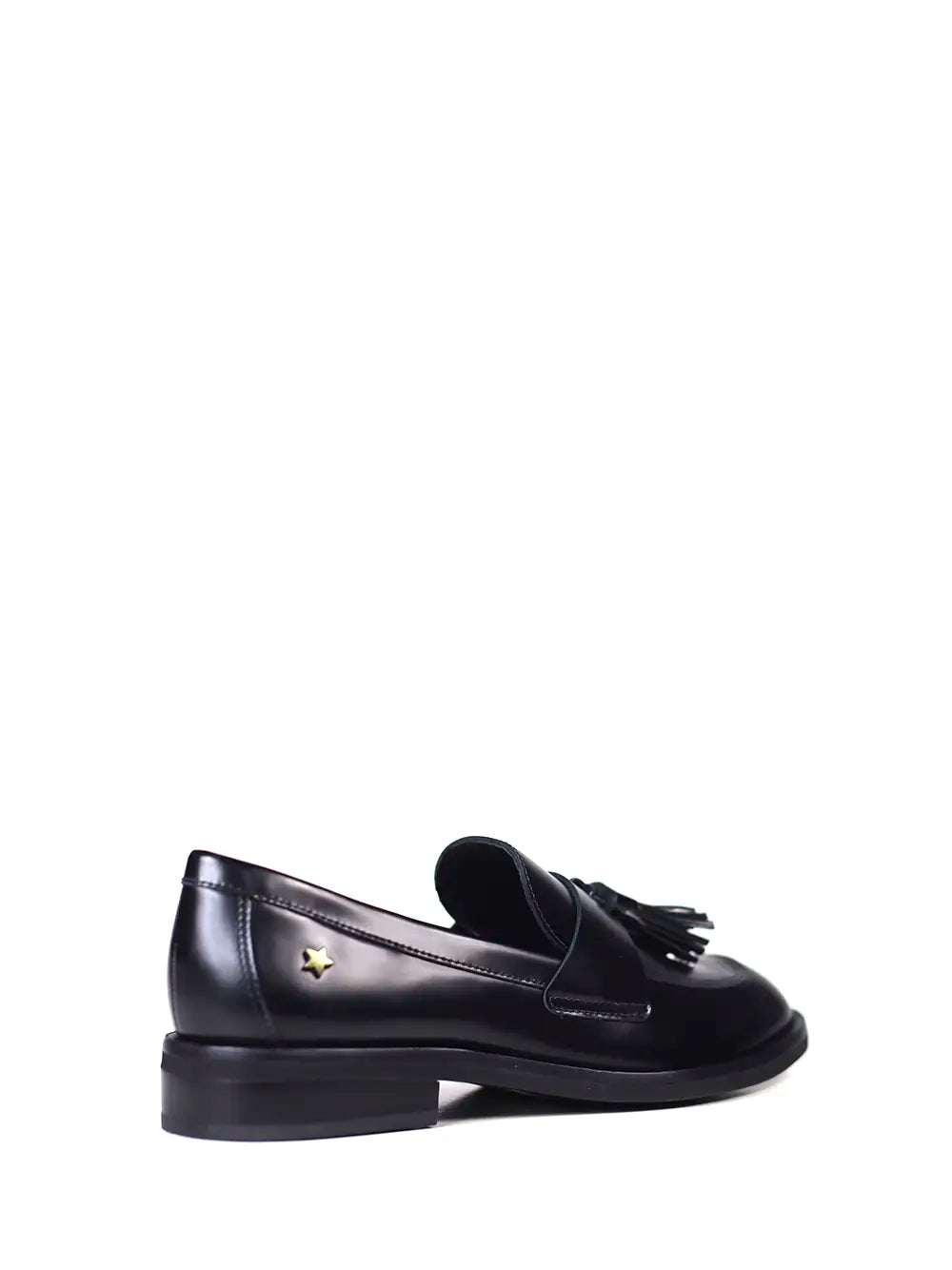 Loafer Preto em Pele e Pormenor de Franja