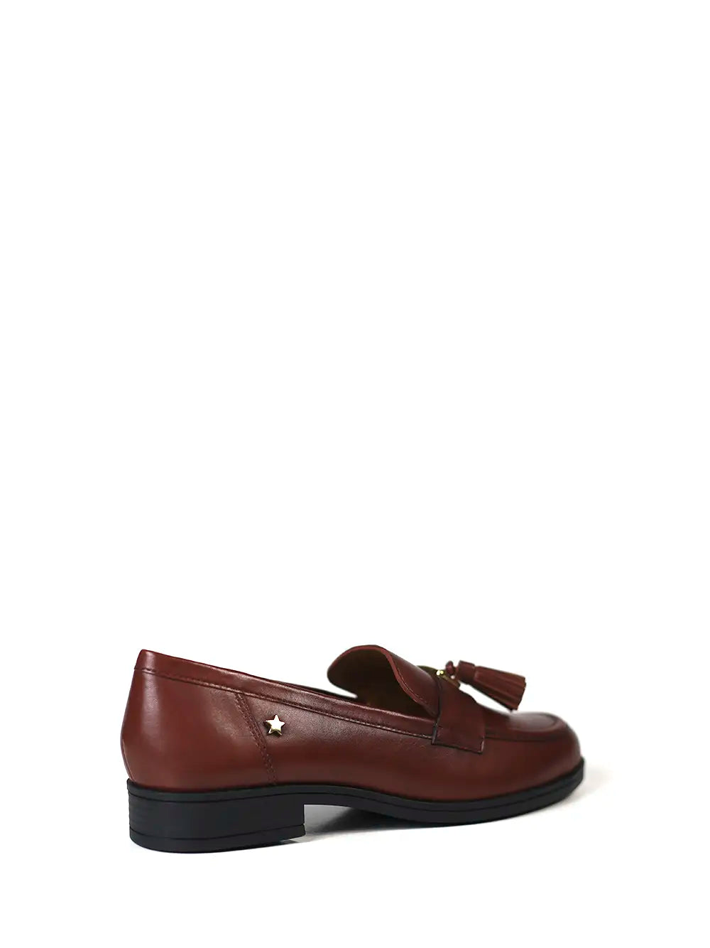 Brown Leather Loafer with Fringe Detail