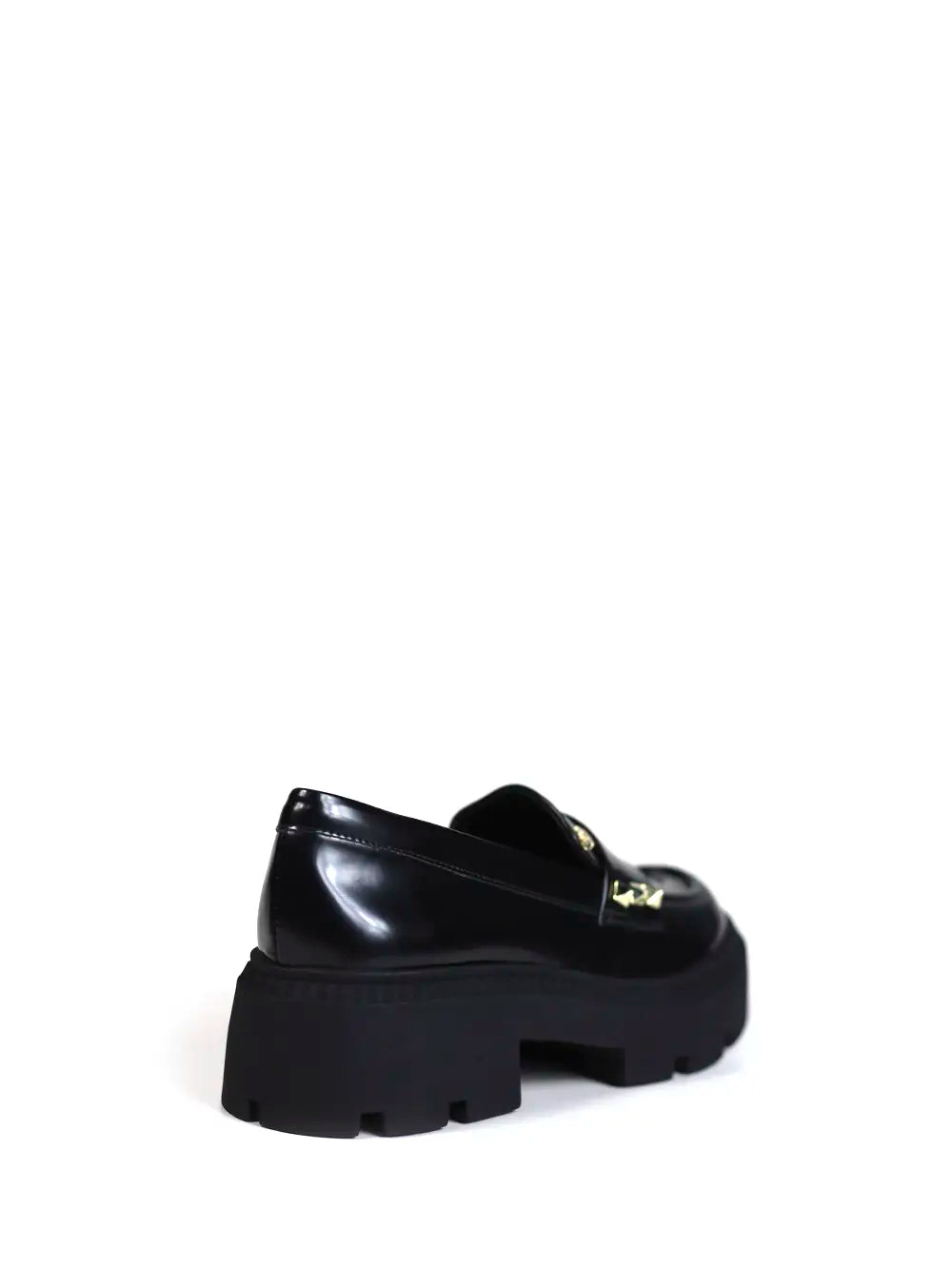 Black Leather Loafers with Spikes