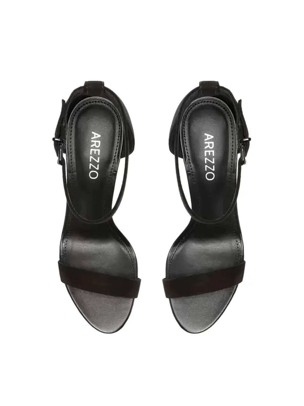 Arezzo Black Suede Sandal with Strap and Stiletto Heel