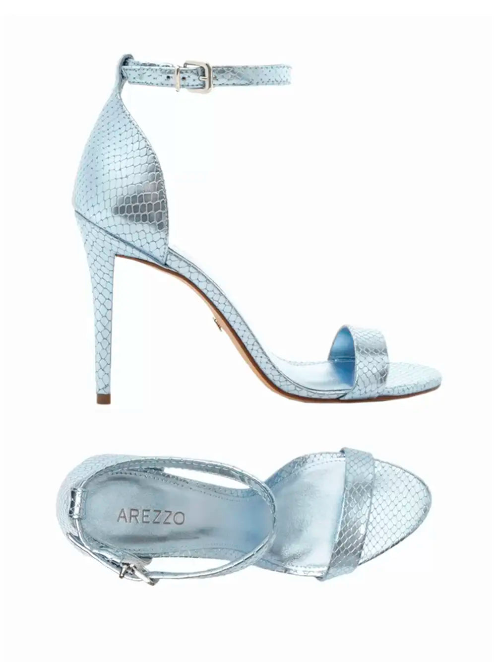 Sandália Arezzo em Pele Azul Metalizada