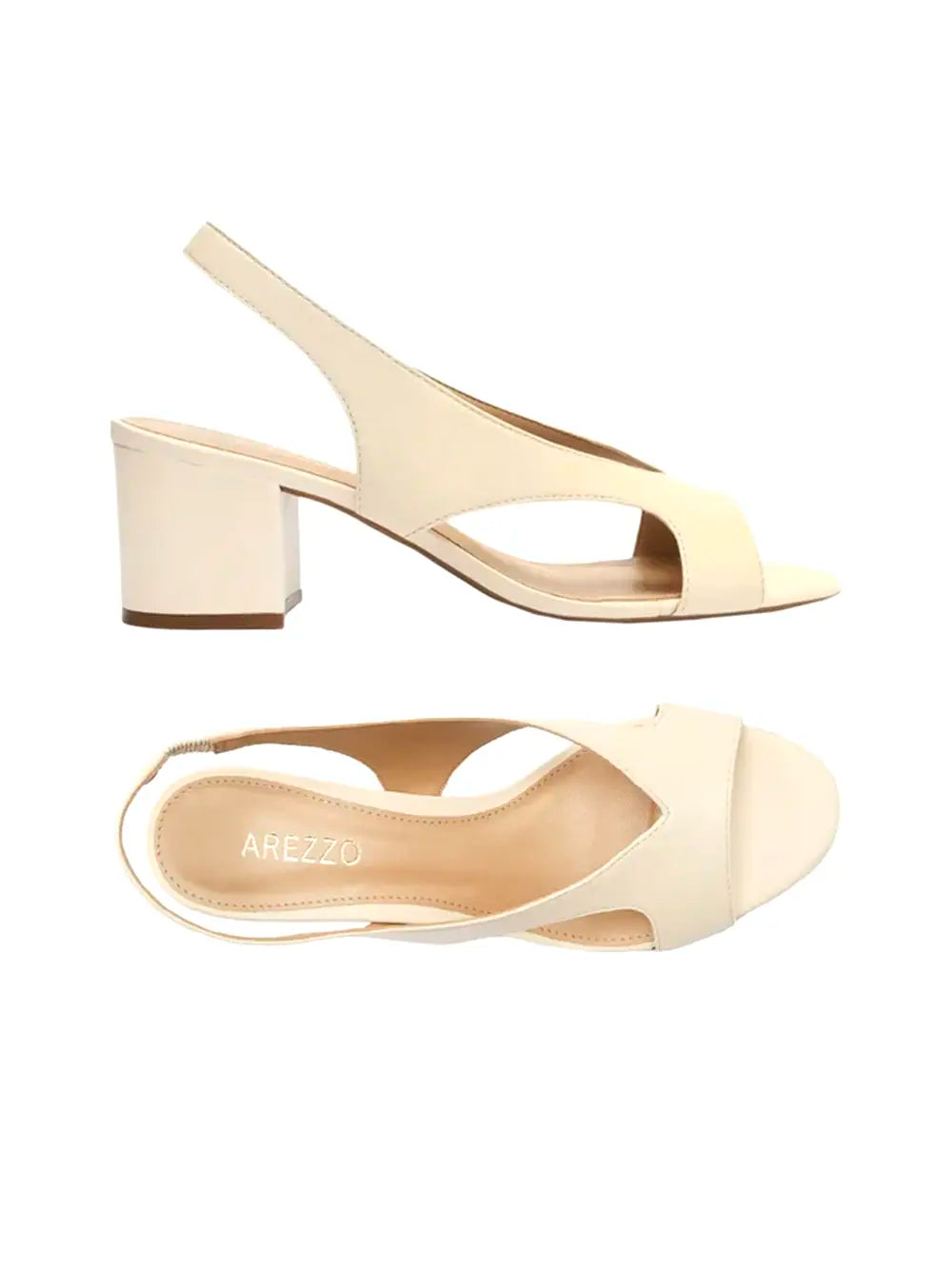 Sandália Arezzo em Pele Beige e Salto em Bloco