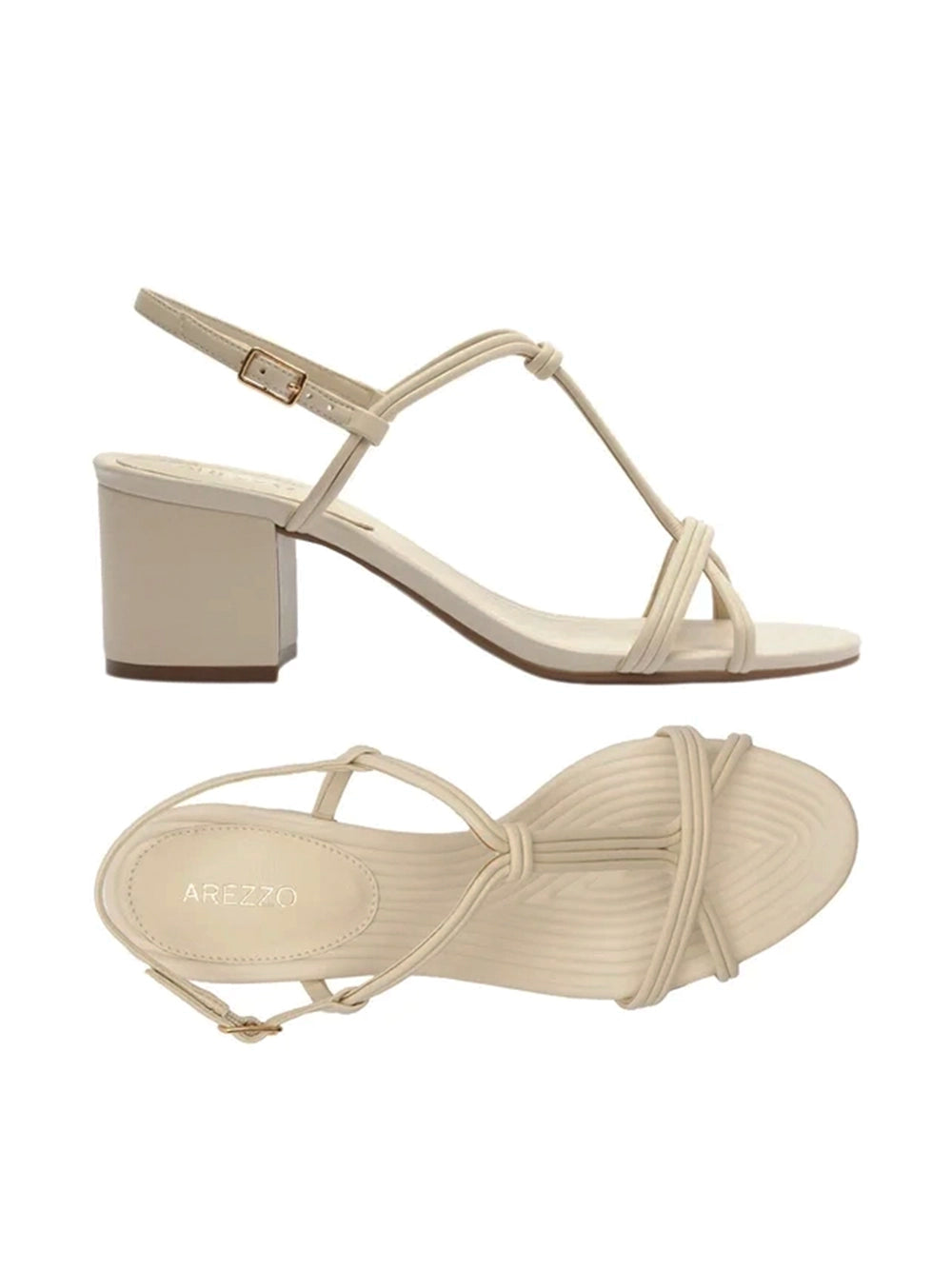 Off-White Leather Sandal with Textured Straps