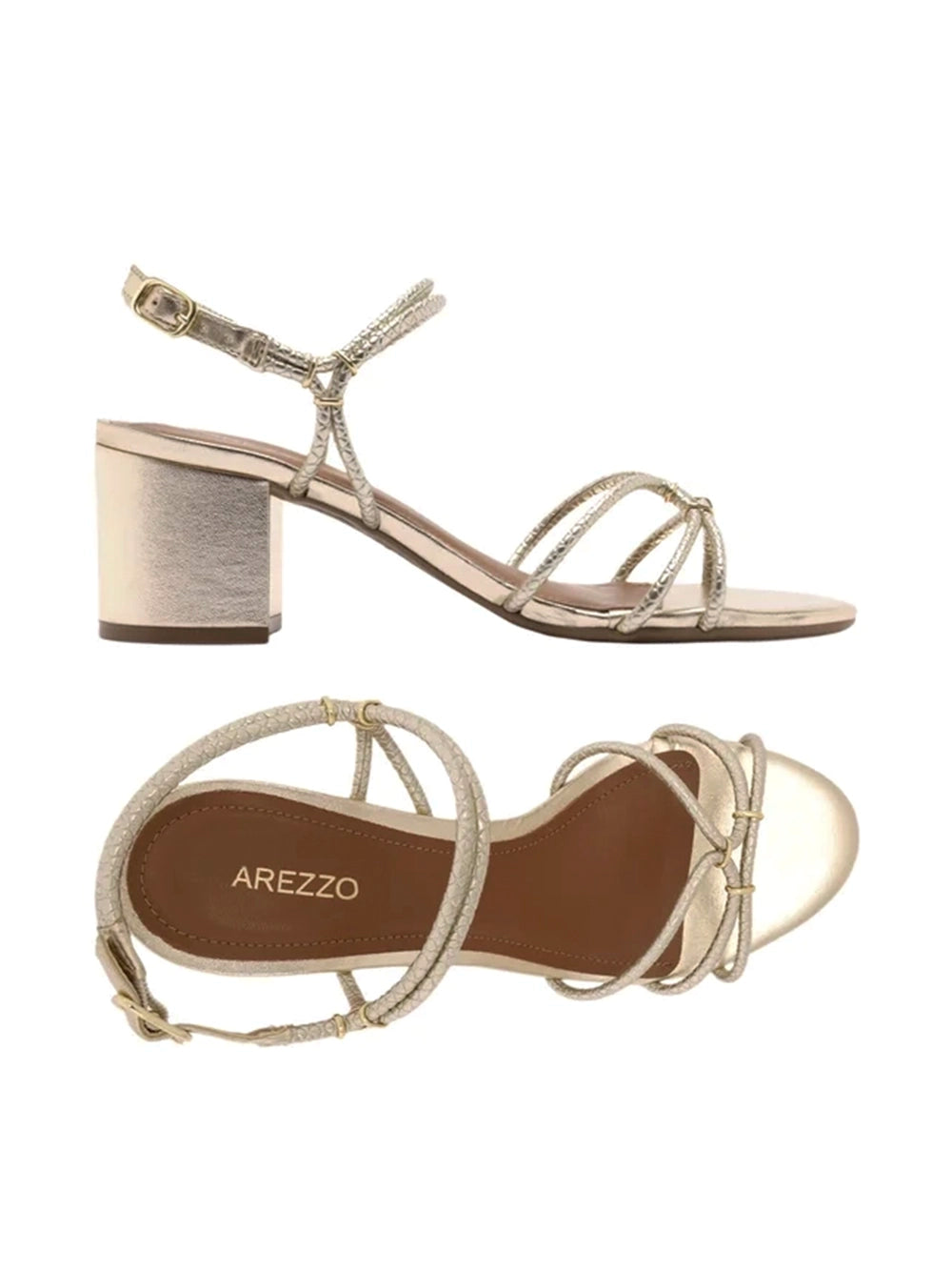 Gold Snake-Effect Leather Sandals
