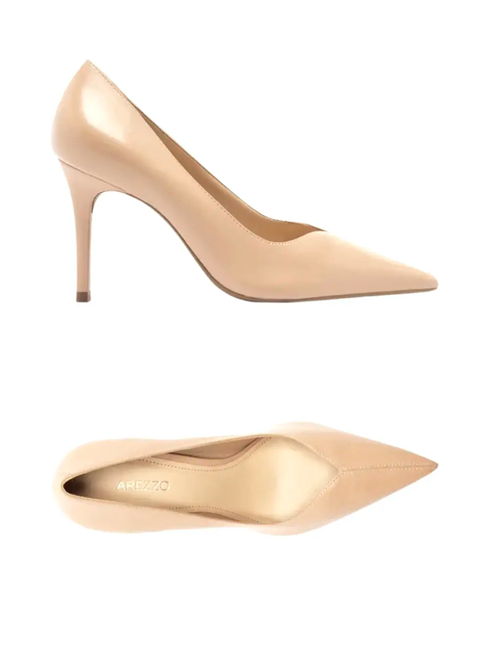 Scarpin Arezzo em Pele Beige e Biqueira Fina