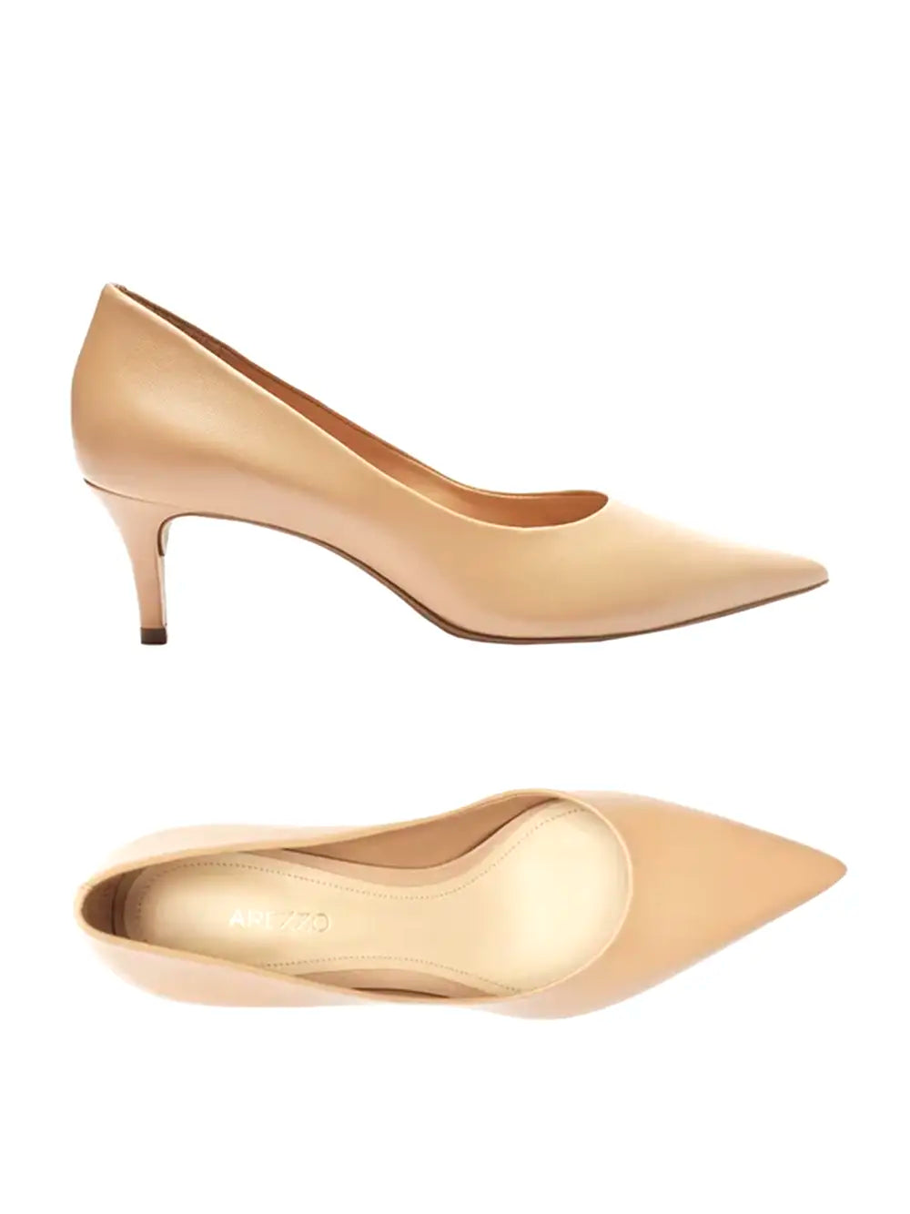 Scarpin Arezzo em Pele Beige e Biqueira Fina