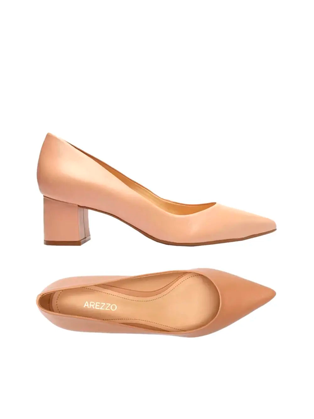 Scarpin Arezzo em Pele Beige e Biqueira Fina