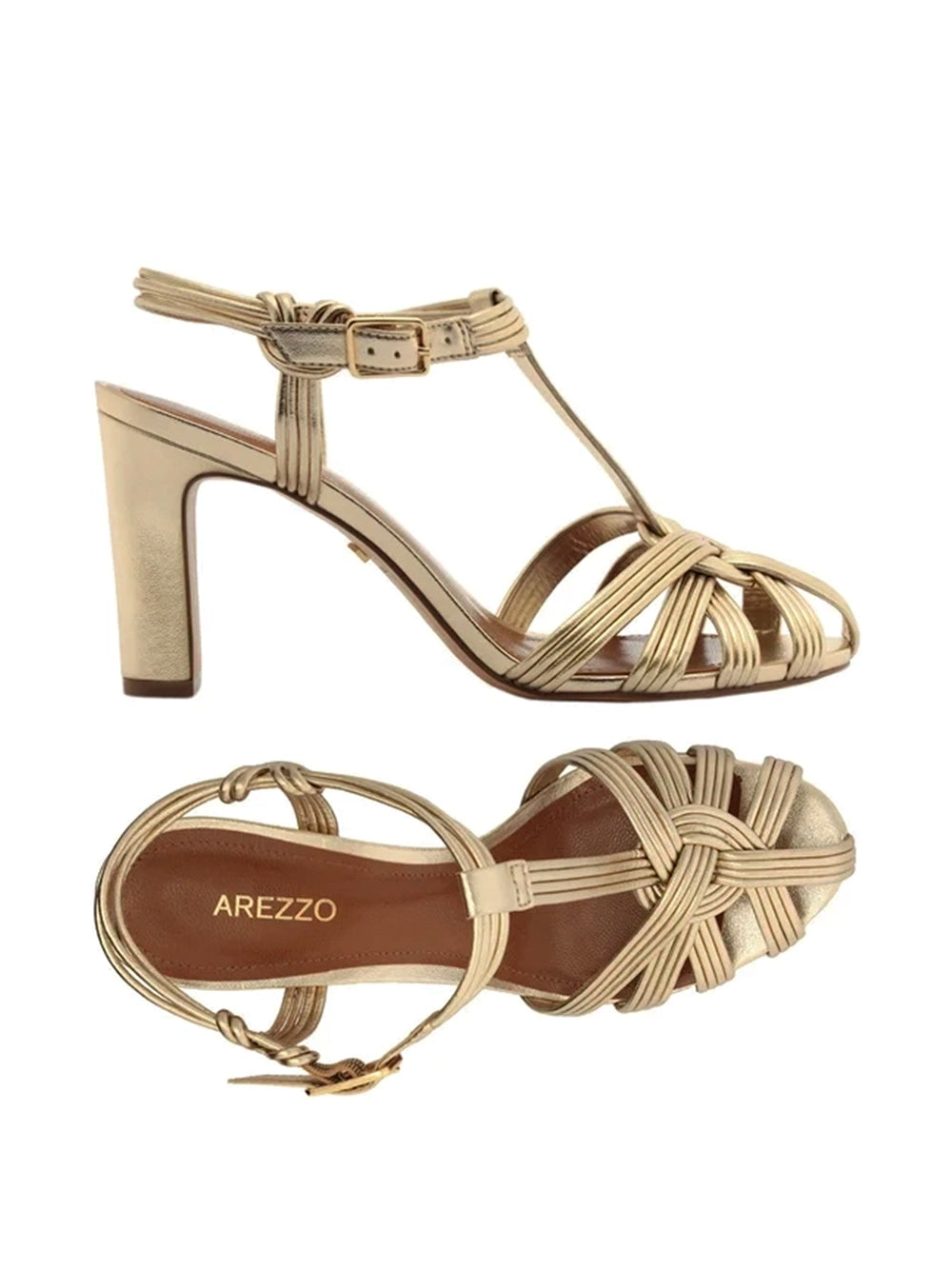Gold Leather Strappy Sandals