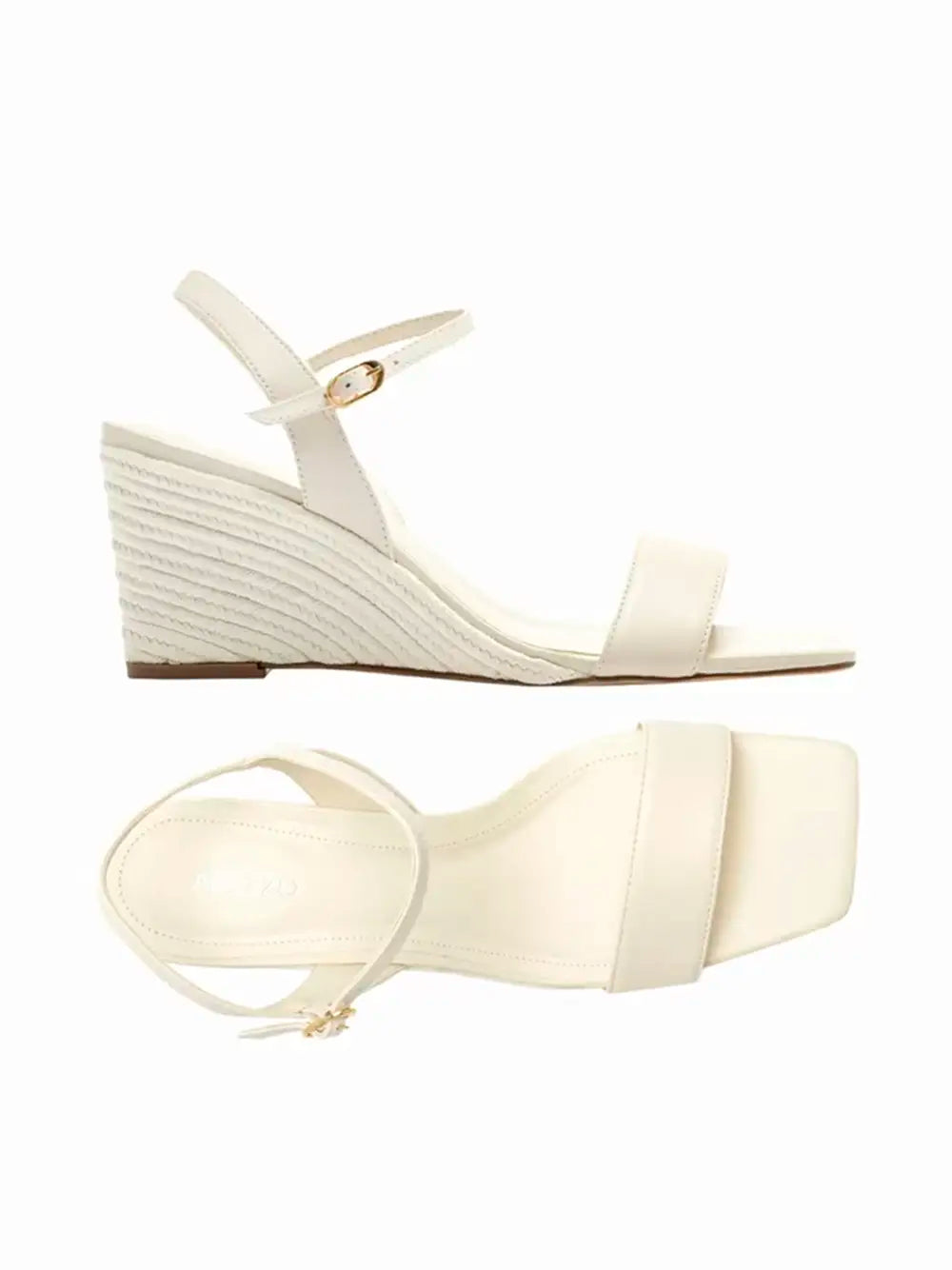 Arezzo White Leather Single Strap Sandal