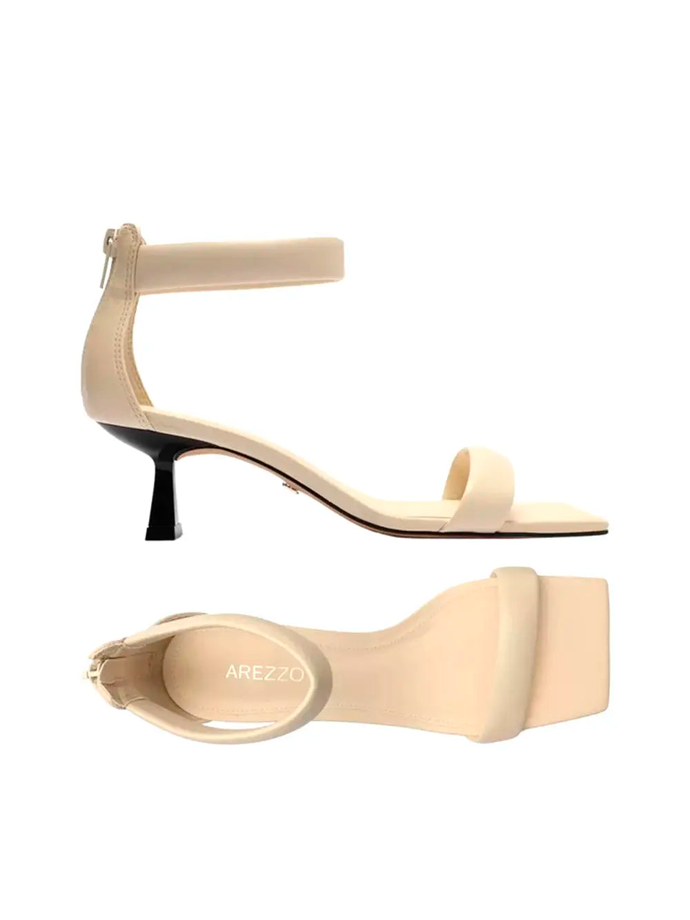 Arezzo White Leather Two-Strap Sandals