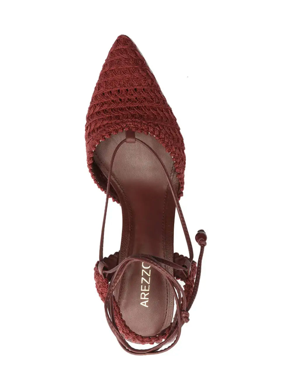 Mule Arezzo em Pele Bordeaux e Biqueira em Crochet