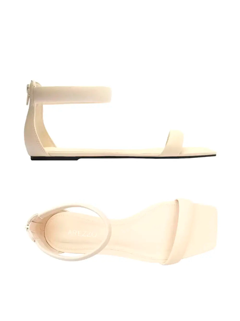 Arezzo White Leather Sandal with Puffer Straps