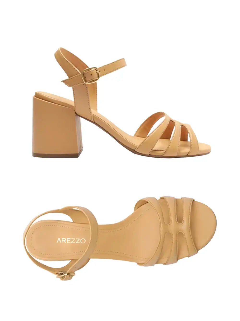Sandália Arezzo em Pele Beige e Múltiplas Tiras