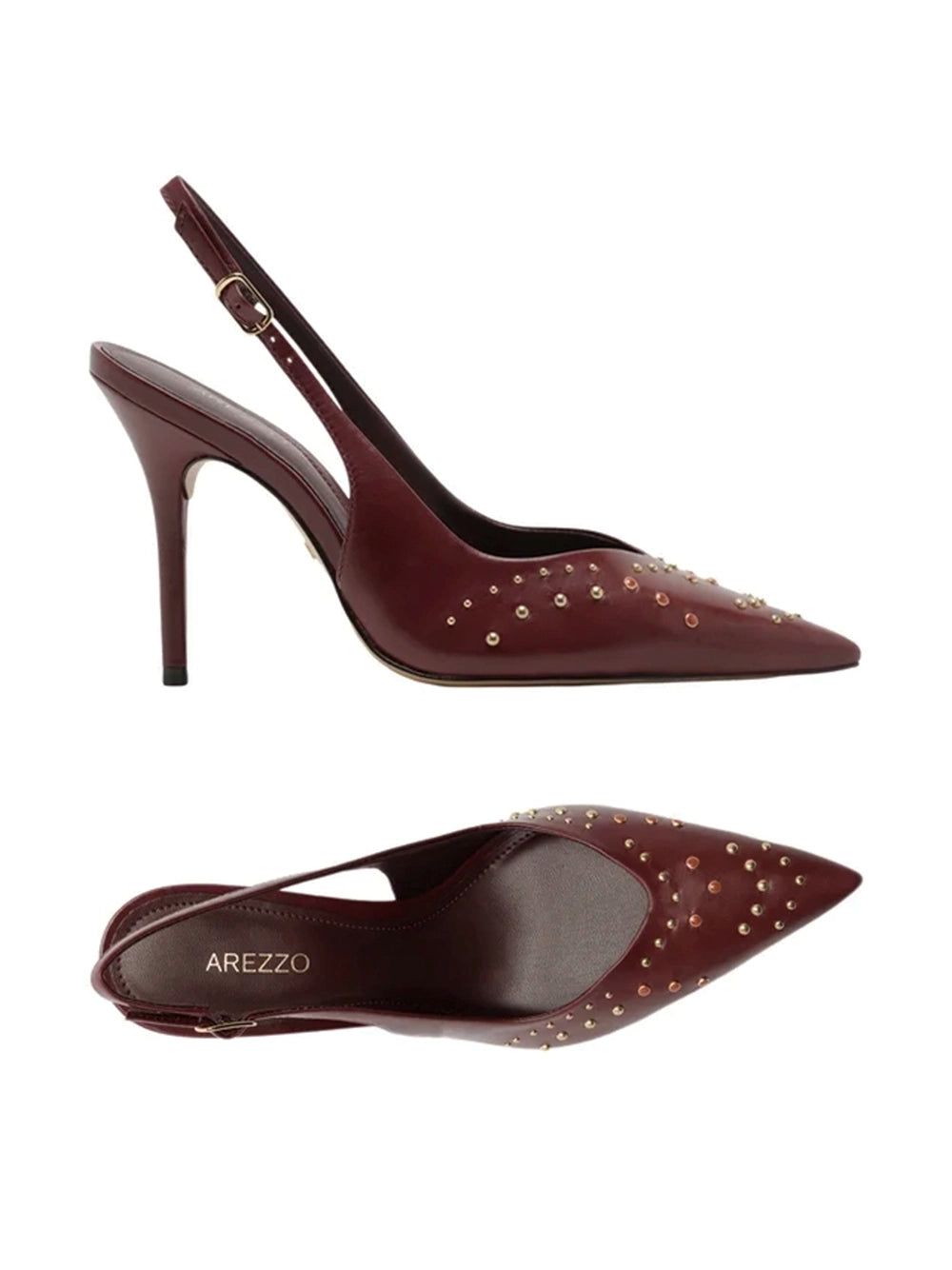 Scarpin Arezzo em Pele Vermelha e Tachas