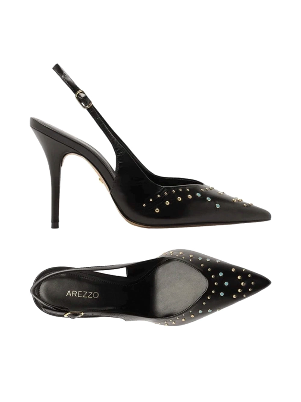 Scarpin Preto em Pele com Tachas