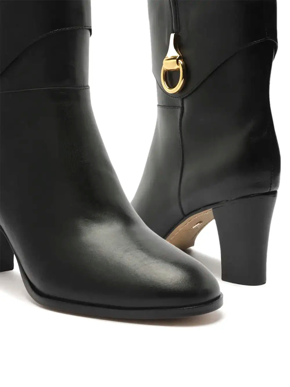 Arezzo Black Leather High-Heel Boot