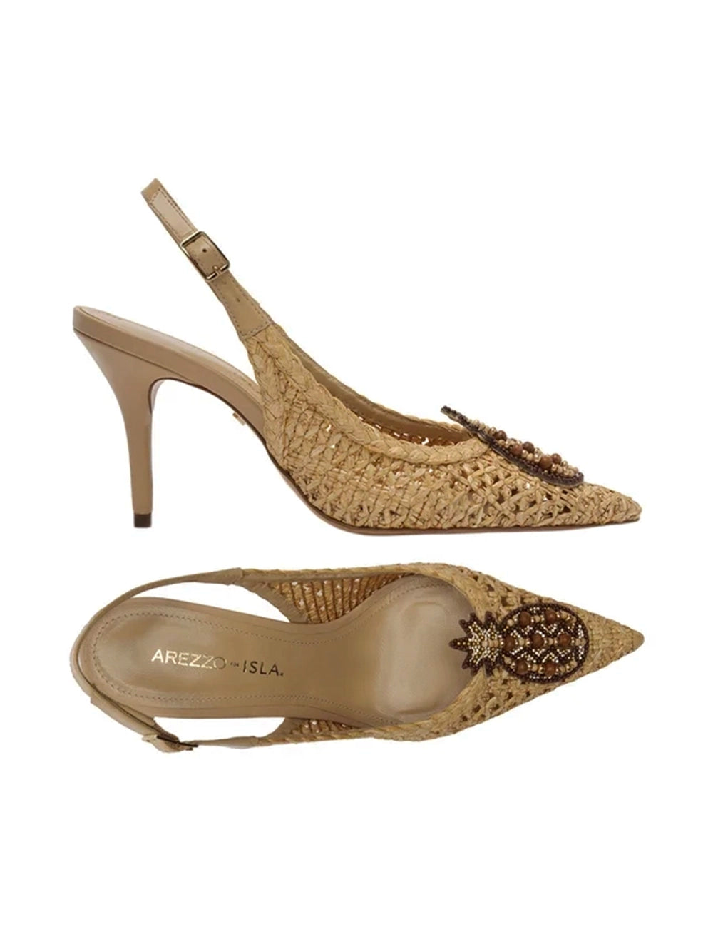 Scarpin em Palha Tressê Slingback