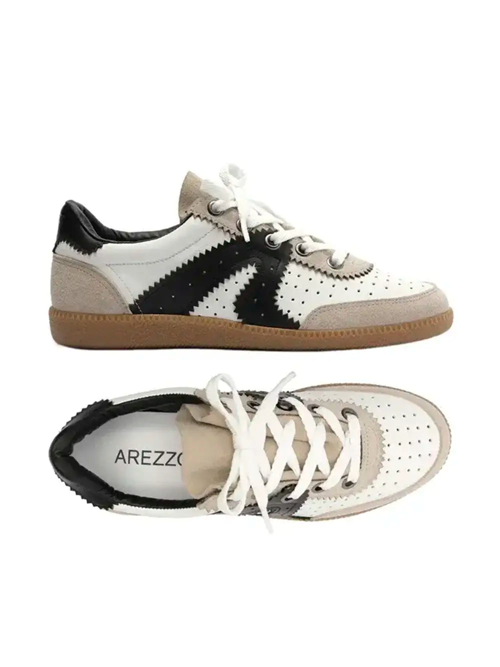 White Leather Trainers with Black Detail