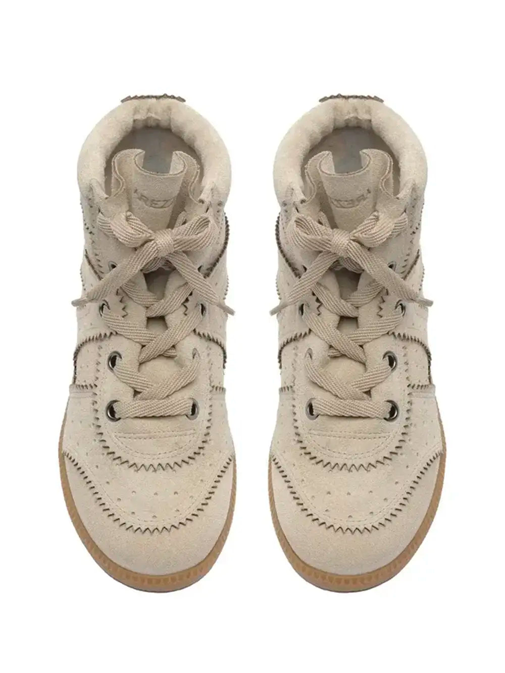 Beige Suede Mid-top Sneakers